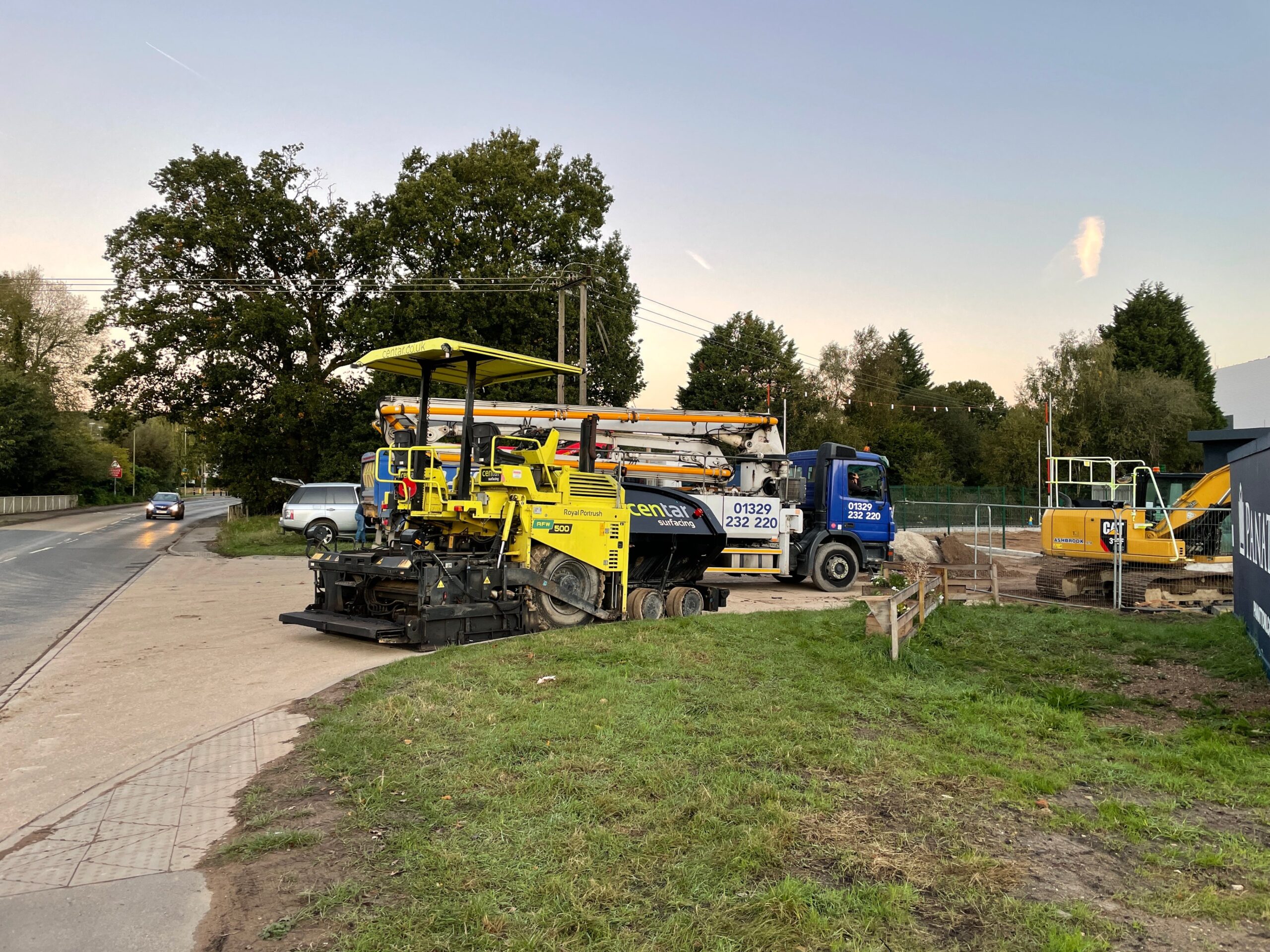 Concrete placement at a commercial warehouse construction site